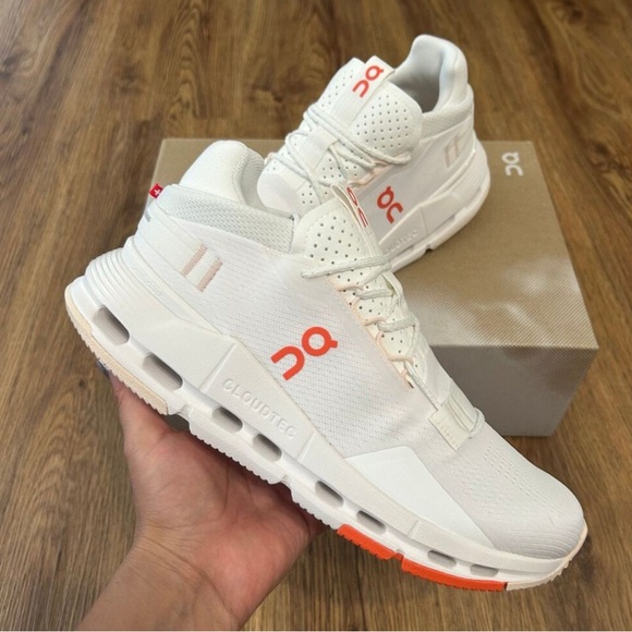 ON CLOUDNOVA white flame running athletic training lace up shoes sz 8.5 new - Picture 8 of 8